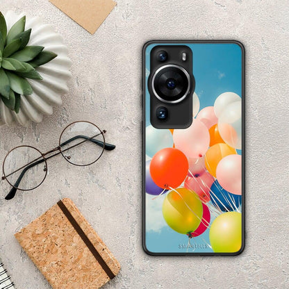 Θήκη Huawei P60 Pro Colorful Balloons από τη Smartfits με σχέδιο στο πίσω μέρος και μαύρο περίβλημα | Huawei P60 Pro Colorful Balloons Case with Colorful Back and Black Bezels