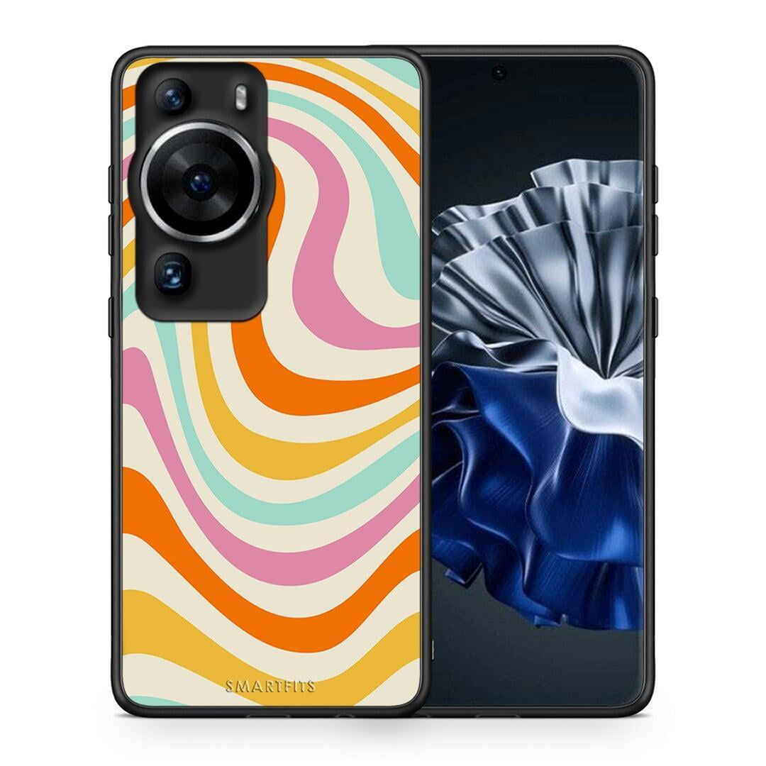 Θήκη Huawei P60 Pro Colourful Waves από τη Smartfits με σχέδιο στο πίσω μέρος και μαύρο περίβλημα | Huawei P60 Pro Colourful Waves Case with Colorful Back and Black Bezels