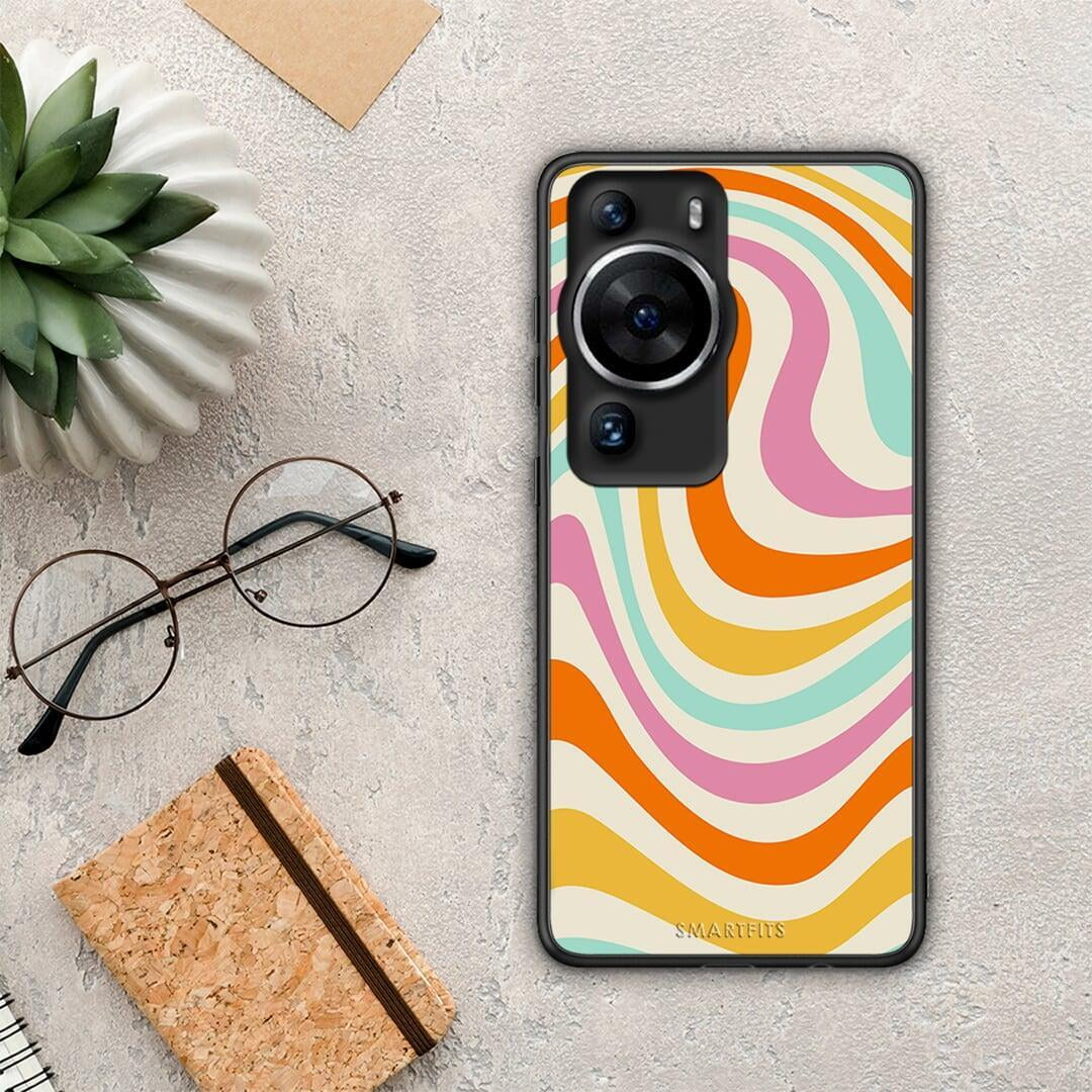 Θήκη Huawei P60 Pro Colourful Waves από τη Smartfits με σχέδιο στο πίσω μέρος και μαύρο περίβλημα | Huawei P60 Pro Colourful Waves Case with Colorful Back and Black Bezels