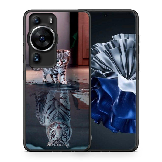 Θήκη Huawei P60 Pro Cute Tiger από τη Smartfits με σχέδιο στο πίσω μέρος και μαύρο περίβλημα | Huawei P60 Pro Cute Tiger Case with Colorful Back and Black Bezels
