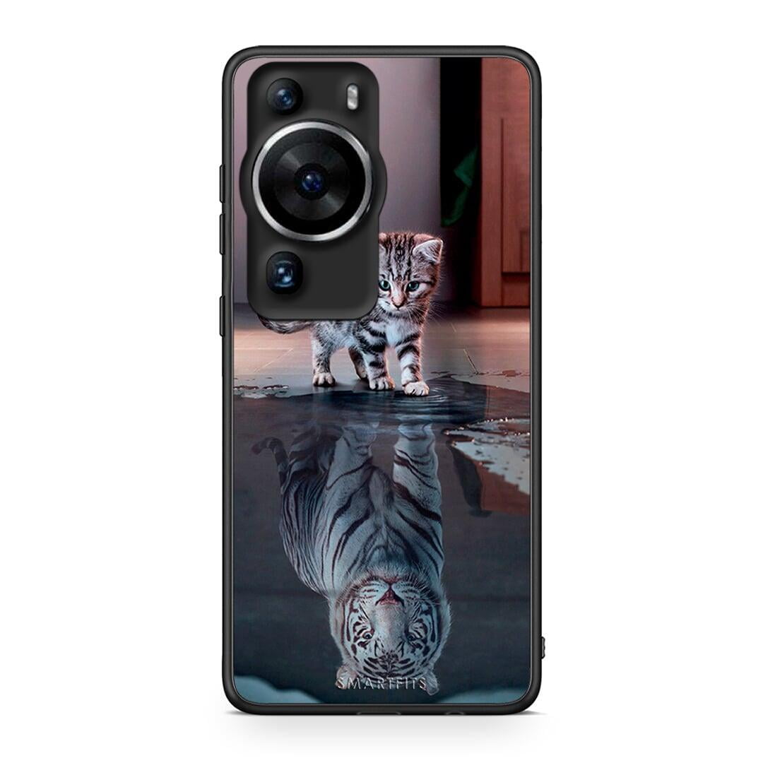 Θήκη Huawei P60 Pro Cute Tiger από τη Smartfits με σχέδιο στο πίσω μέρος και μαύρο περίβλημα | Huawei P60 Pro Cute Tiger Case with Colorful Back and Black Bezels