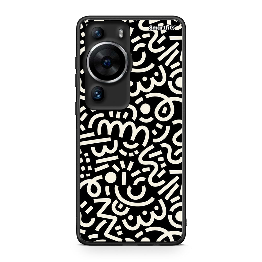 Θήκη Huawei P60 Pro Doodle Art από τη Smartfits με σχέδιο στο πίσω μέρος και μαύρο περίβλημα | Huawei P60 Pro Doodle Art Case with Colorful Back and Black Bezels