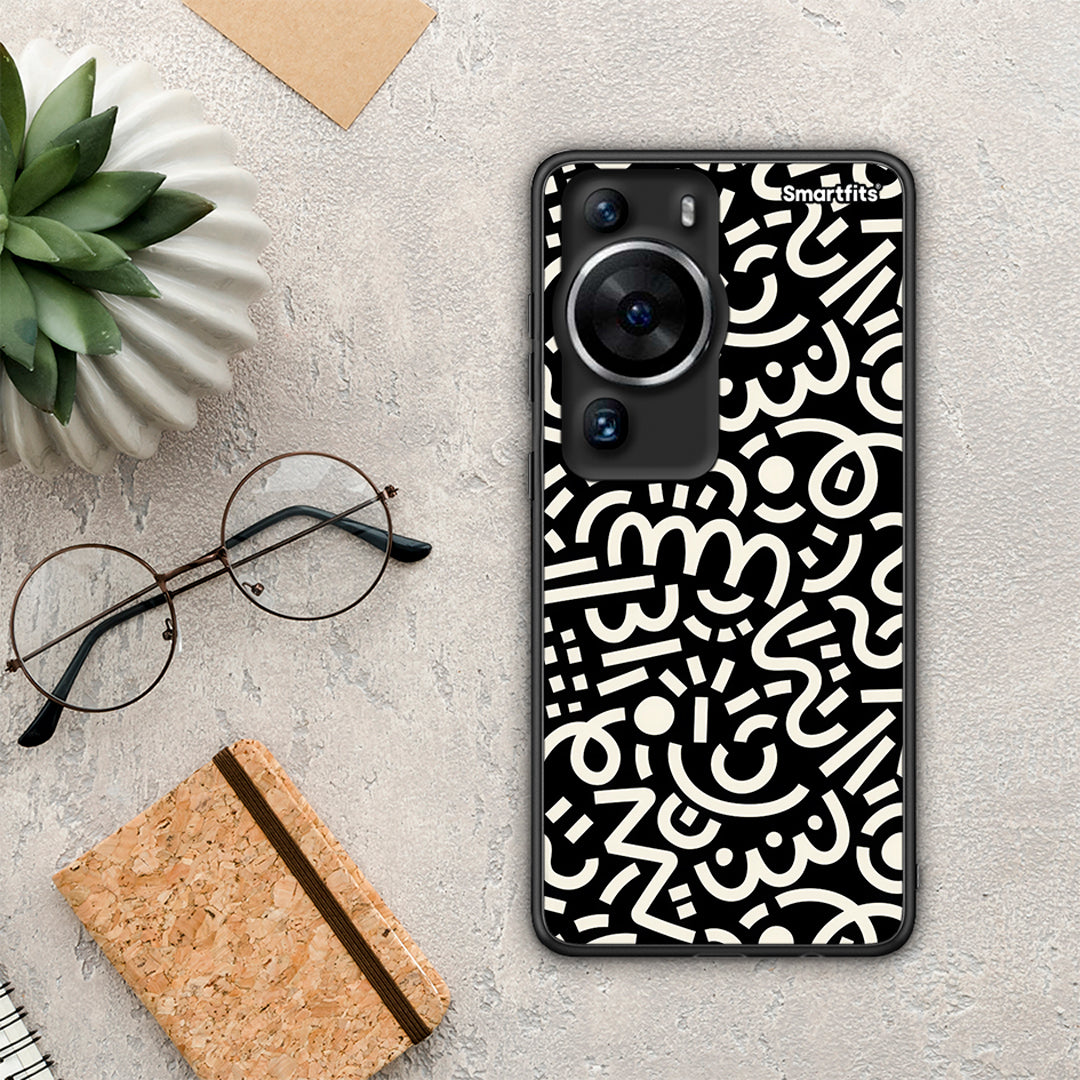 Θήκη Huawei P60 Pro Doodle Art από τη Smartfits με σχέδιο στο πίσω μέρος και μαύρο περίβλημα | Huawei P60 Pro Doodle Art Case with Colorful Back and Black Bezels