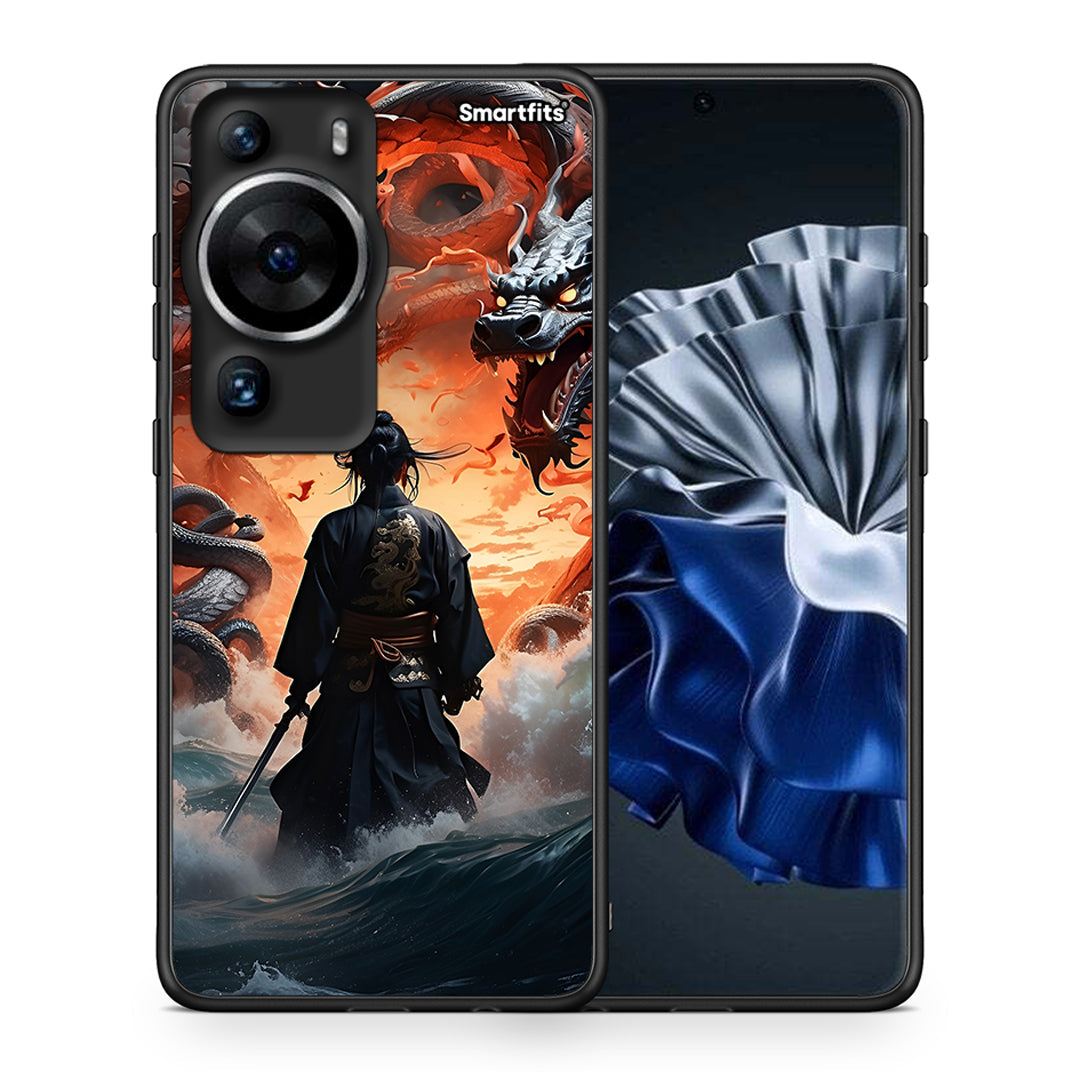 Θήκη Huawei P60 Pro Dragons Fight από τη Smartfits με σχέδιο στο πίσω μέρος και μαύρο περίβλημα | Huawei P60 Pro Dragons Fight Case with Colorful Back and Black Bezels