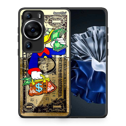 Θήκη Huawei P60 Pro Duck Money από τη Smartfits με σχέδιο στο πίσω μέρος και μαύρο περίβλημα | Huawei P60 Pro Duck Money Case with Colorful Back and Black Bezels