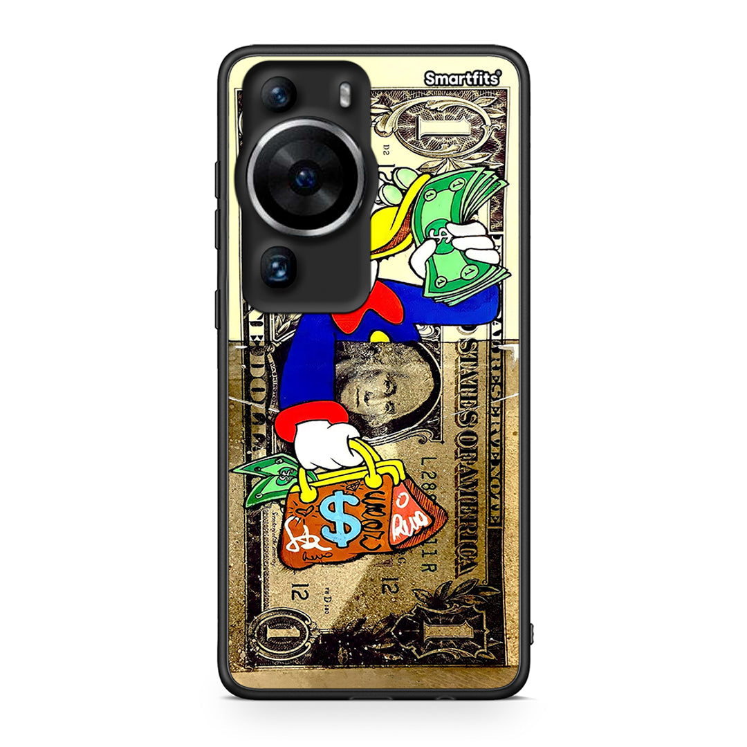 Θήκη Huawei P60 Pro Duck Money από τη Smartfits με σχέδιο στο πίσω μέρος και μαύρο περίβλημα | Huawei P60 Pro Duck Money Case with Colorful Back and Black Bezels