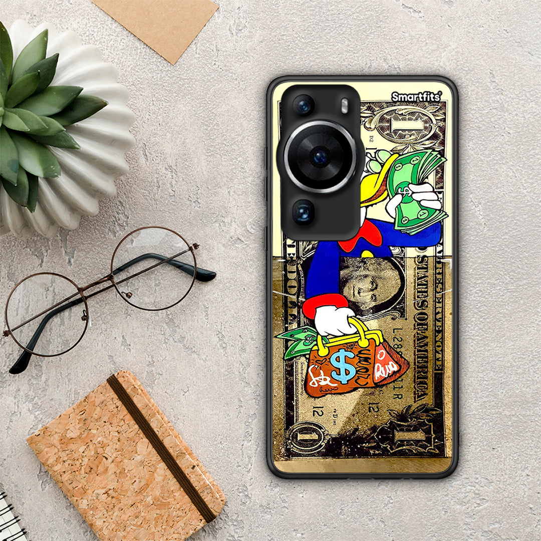 Θήκη Huawei P60 Pro Duck Money από τη Smartfits με σχέδιο στο πίσω μέρος και μαύρο περίβλημα | Huawei P60 Pro Duck Money Case with Colorful Back and Black Bezels