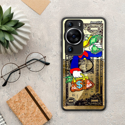 Θήκη Huawei P60 Pro Duck Money από τη Smartfits με σχέδιο στο πίσω μέρος και μαύρο περίβλημα | Huawei P60 Pro Duck Money Case with Colorful Back and Black Bezels