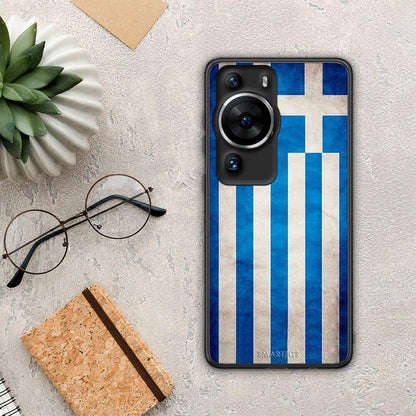 Θήκη Huawei P60 Pro Flag Greek από τη Smartfits με σχέδιο στο πίσω μέρος και μαύρο περίβλημα | Huawei P60 Pro Flag Greek Case with Colorful Back and Black Bezels