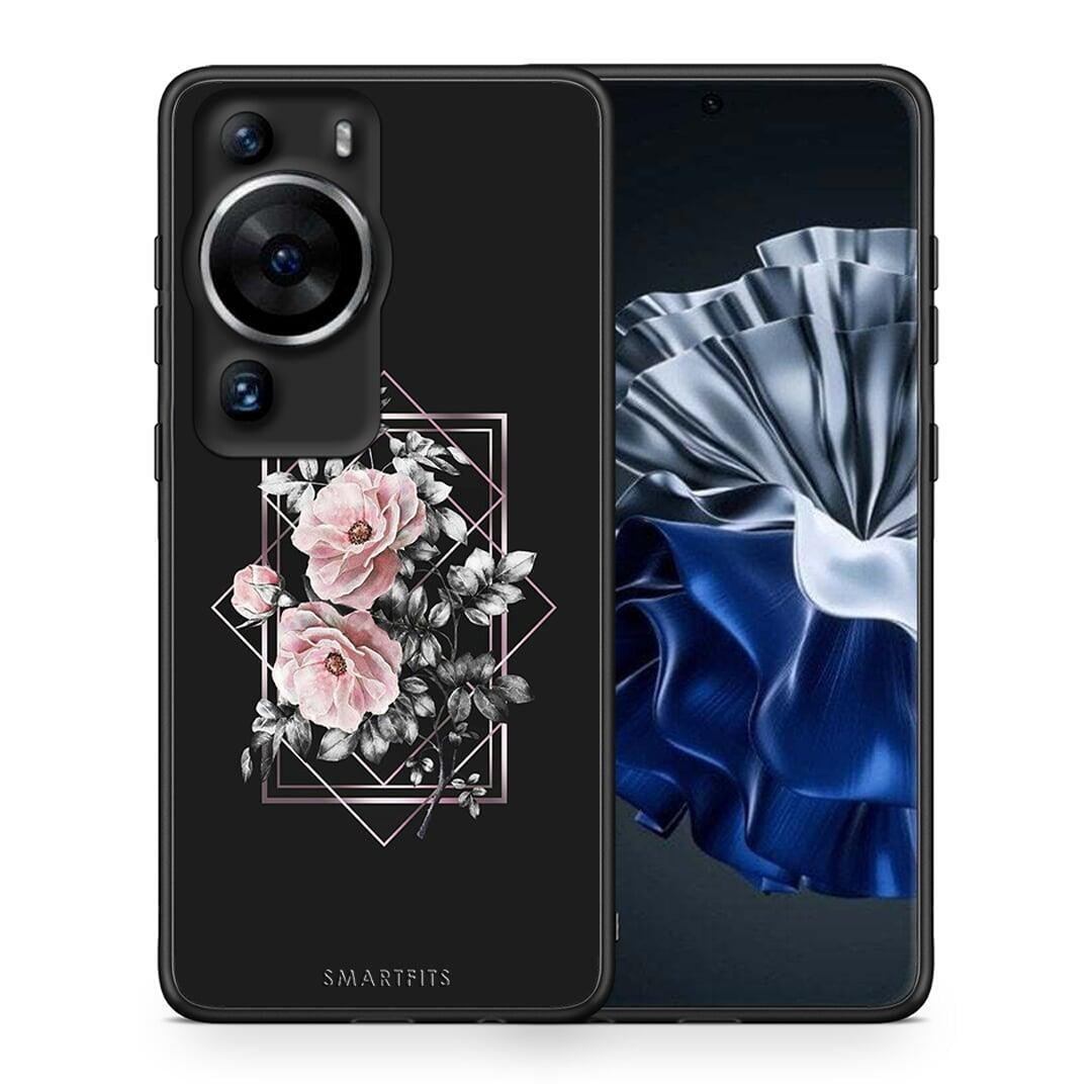 Θήκη Huawei P60 Pro Flower Frame από τη Smartfits με σχέδιο στο πίσω μέρος και μαύρο περίβλημα | Huawei P60 Pro Flower Frame Case with Colorful Back and Black Bezels