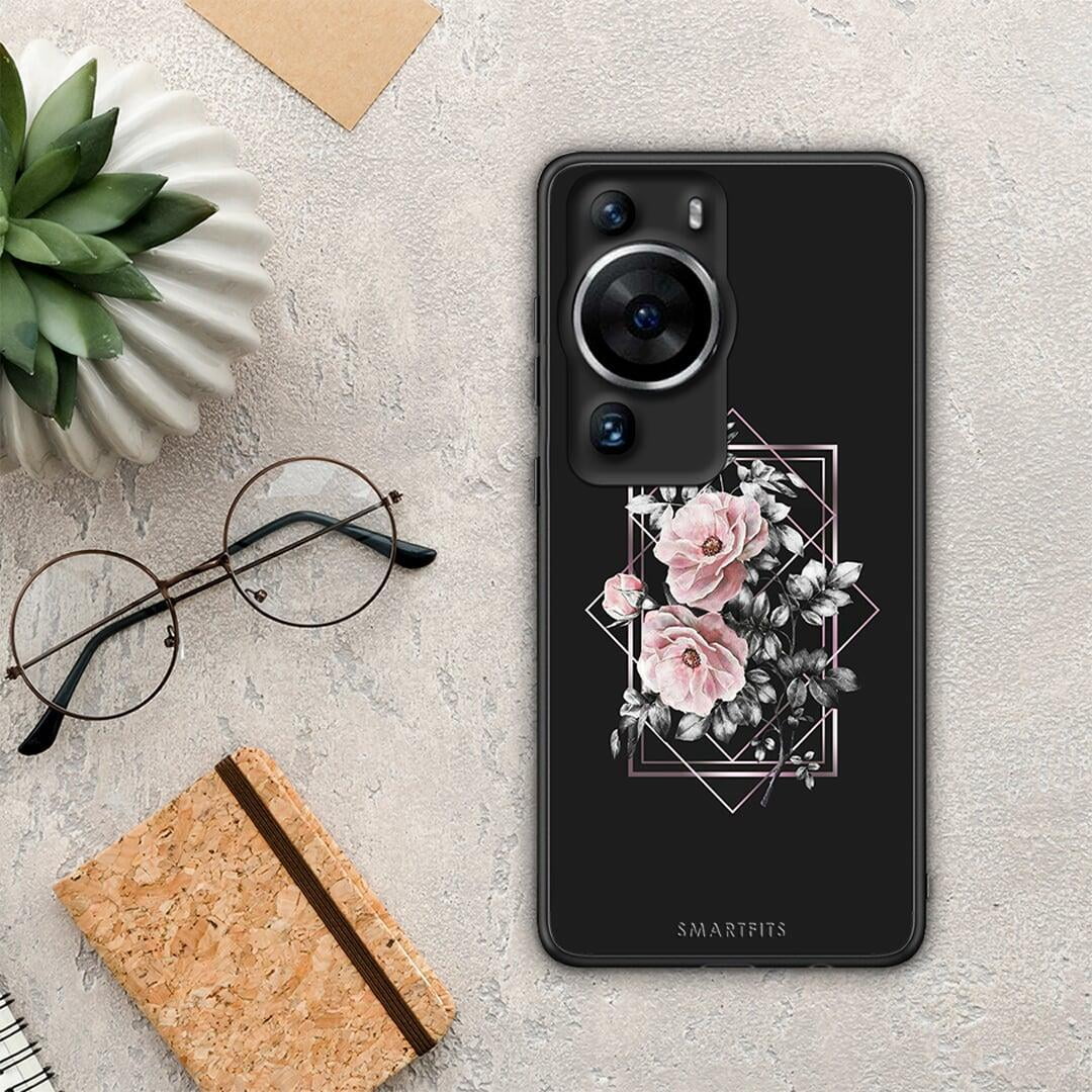 Θήκη Huawei P60 Pro Flower Frame από τη Smartfits με σχέδιο στο πίσω μέρος και μαύρο περίβλημα | Huawei P60 Pro Flower Frame Case with Colorful Back and Black Bezels