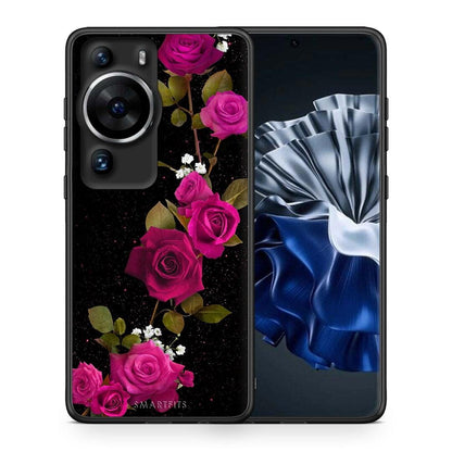 Θήκη Huawei P60 Pro Flower Red Roses από τη Smartfits με σχέδιο στο πίσω μέρος και μαύρο περίβλημα | Huawei P60 Pro Flower Red Roses Case with Colorful Back and Black Bezels