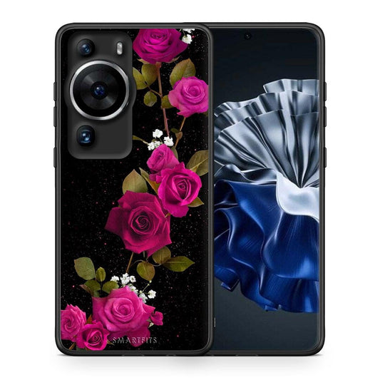 Θήκη Huawei P60 Pro Flower Red Roses από τη Smartfits με σχέδιο στο πίσω μέρος και μαύρο περίβλημα | Huawei P60 Pro Flower Red Roses Case with Colorful Back and Black Bezels