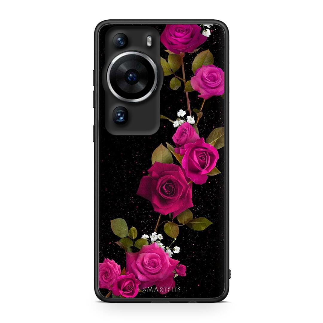Θήκη Huawei P60 Pro Flower Red Roses από τη Smartfits με σχέδιο στο πίσω μέρος και μαύρο περίβλημα | Huawei P60 Pro Flower Red Roses Case with Colorful Back and Black Bezels