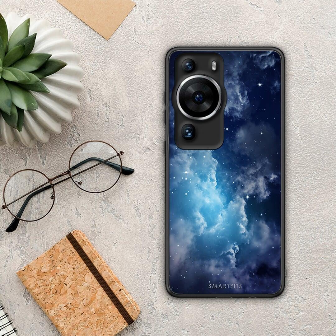 Θήκη Huawei P60 Pro Galactic Blue Sky από τη Smartfits με σχέδιο στο πίσω μέρος και μαύρο περίβλημα | Huawei P60 Pro Galactic Blue Sky Case with Colorful Back and Black Bezels