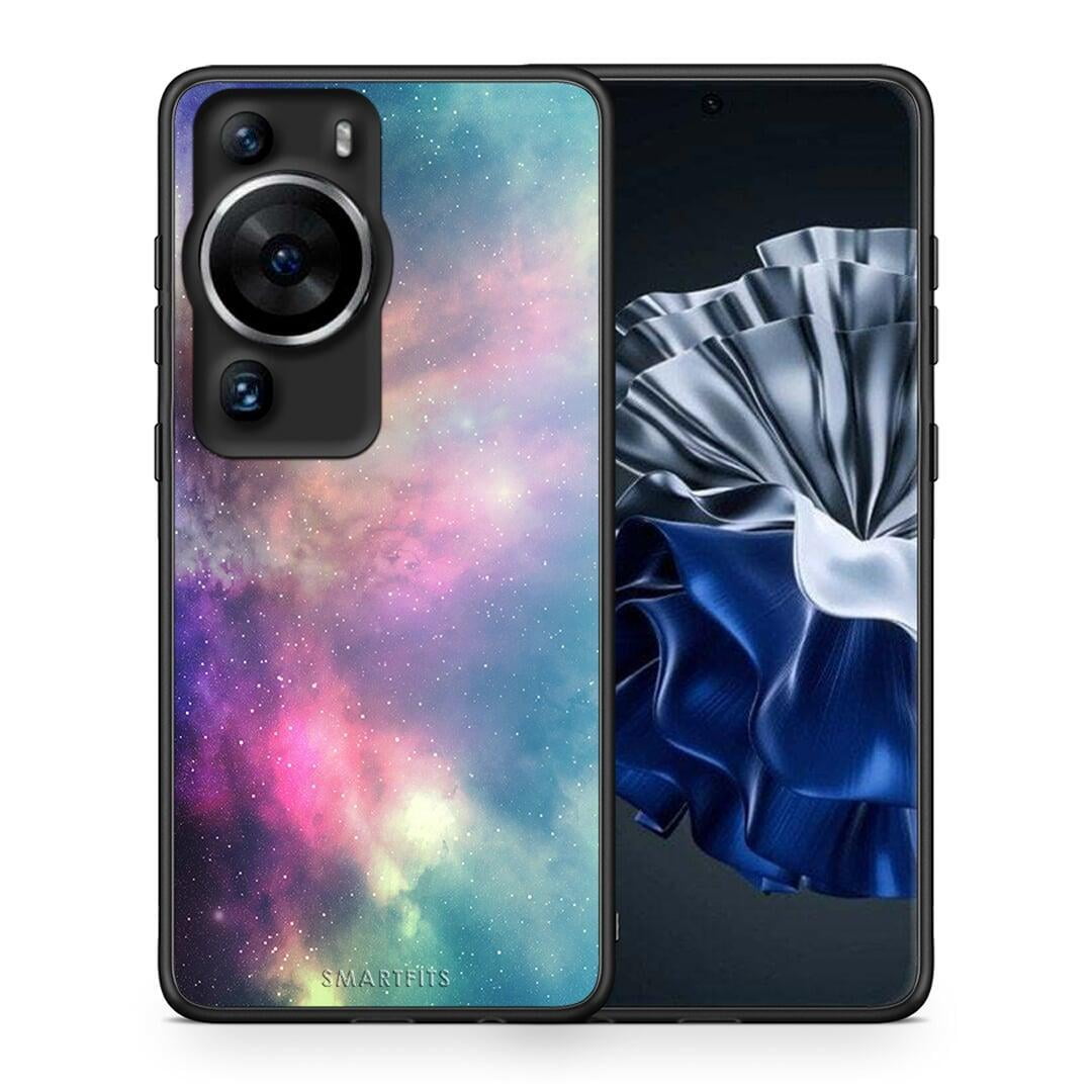 Θήκη Huawei P60 Pro Galactic Rainbow από τη Smartfits με σχέδιο στο πίσω μέρος και μαύρο περίβλημα | Huawei P60 Pro Galactic Rainbow Case with Colorful Back and Black Bezels