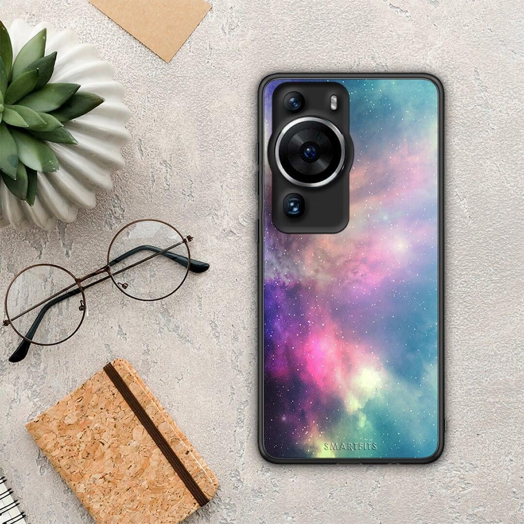 Θήκη Huawei P60 Pro Galactic Rainbow από τη Smartfits με σχέδιο στο πίσω μέρος και μαύρο περίβλημα | Huawei P60 Pro Galactic Rainbow Case with Colorful Back and Black Bezels