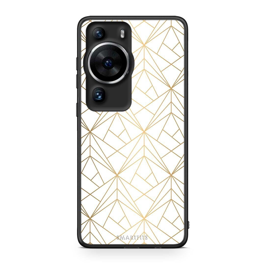 Θήκη Huawei P60 Pro Geometric Luxury White από τη Smartfits με σχέδιο στο πίσω μέρος και μαύρο περίβλημα | Huawei P60 Pro Geometric Luxury White Case with Colorful Back and Black Bezels