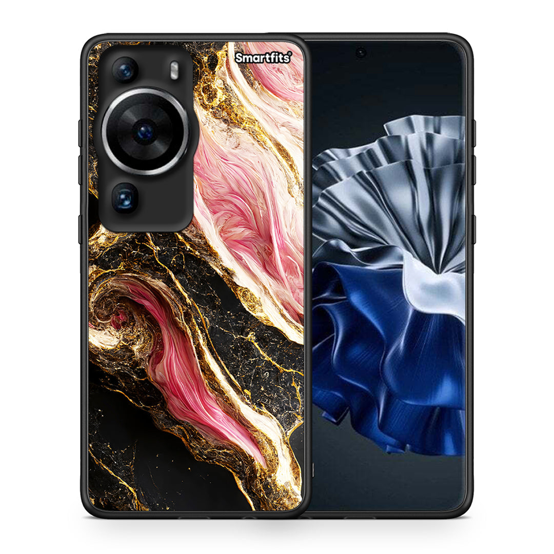 Θήκη Huawei P60 Pro Glamorous Pink Marble από τη Smartfits με σχέδιο στο πίσω μέρος και μαύρο περίβλημα | Huawei P60 Pro Glamorous Pink Marble Case with Colorful Back and Black Bezels