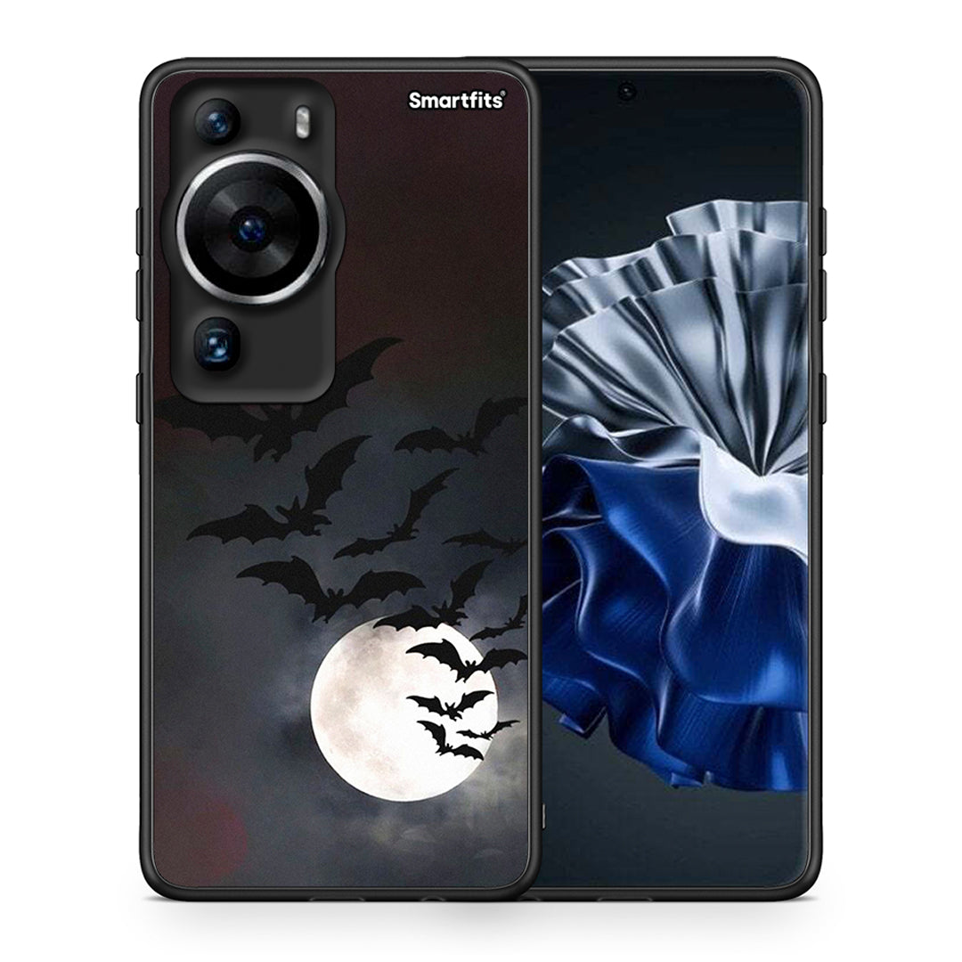 Θήκη Huawei P60 Pro Halloween Bat Night από τη Smartfits με σχέδιο στο πίσω μέρος και μαύρο περίβλημα | Huawei P60 Pro Halloween Bat Night Case with Colorful Back and Black Bezels