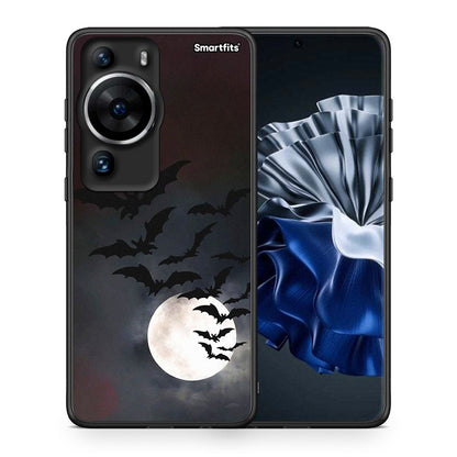 Θήκη Huawei P60 Pro Halloween Bat Night από τη Smartfits με σχέδιο στο πίσω μέρος και μαύρο περίβλημα | Huawei P60 Pro Halloween Bat Night Case with Colorful Back and Black Bezels