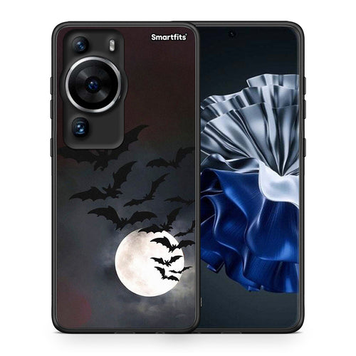 Θήκη Huawei P60 Pro Halloween Bat Night από τη Smartfits με σχέδιο στο πίσω μέρος και μαύρο περίβλημα | Huawei P60 Pro Halloween Bat Night Case with Colorful Back and Black Bezels