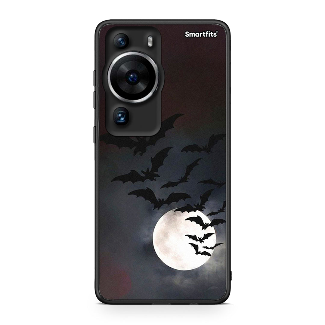 Θήκη Huawei P60 Pro Halloween Bat Night από τη Smartfits με σχέδιο στο πίσω μέρος και μαύρο περίβλημα | Huawei P60 Pro Halloween Bat Night Case with Colorful Back and Black Bezels
