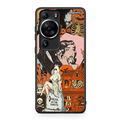 Θήκη Huawei P60 Pro Halloween Collage από τη Smartfits με σχέδιο στο πίσω μέρος και μαύρο περίβλημα | Huawei P60 Pro Halloween Collage Case with Colorful Back and Black Bezels