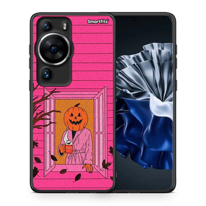 Θήκη Huawei P60 Pro Halloween Pumpkin Lady από τη Smartfits με σχέδιο στο πίσω μέρος και μαύρο περίβλημα | Huawei P60 Pro Halloween Pumpkin Lady Case with Colorful Back and Black Bezels