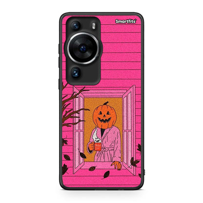 Θήκη Huawei P60 Pro Halloween Pumpkin Lady από τη Smartfits με σχέδιο στο πίσω μέρος και μαύρο περίβλημα | Huawei P60 Pro Halloween Pumpkin Lady Case with Colorful Back and Black Bezels
