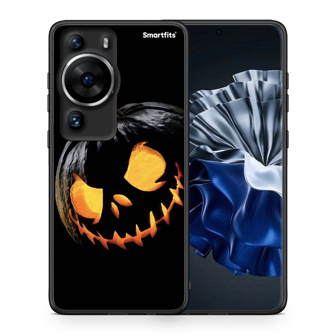 Θήκη Huawei P60 Pro Halloween Scary Pumpkin από τη Smartfits με σχέδιο στο πίσω μέρος και μαύρο περίβλημα | Huawei P60 Pro Halloween Scary Pumpkin Case with Colorful Back and Black Bezels