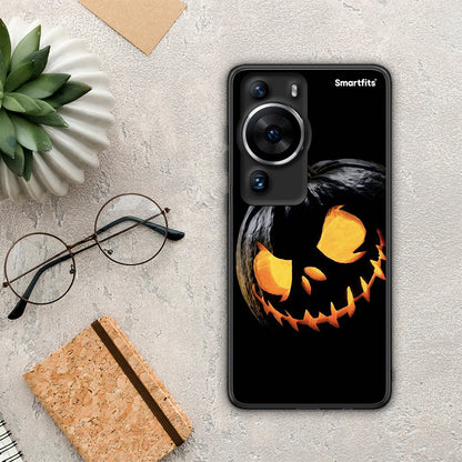 Θήκη Huawei P60 Pro Halloween Scary Pumpkin από τη Smartfits με σχέδιο στο πίσω μέρος και μαύρο περίβλημα | Huawei P60 Pro Halloween Scary Pumpkin Case with Colorful Back and Black Bezels