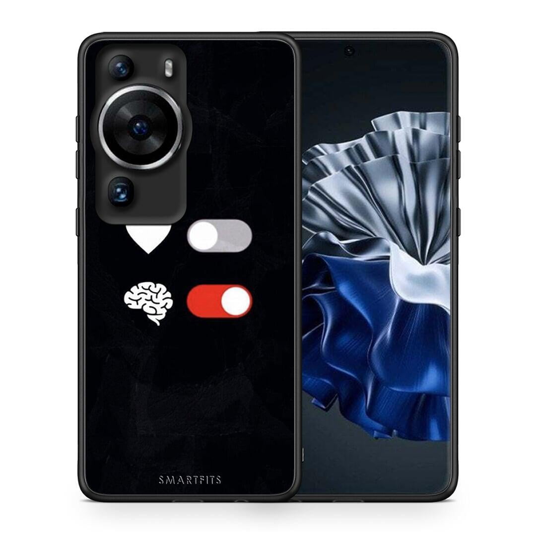 Θήκη Huawei P60 Pro Heart Vs Brain από τη Smartfits με σχέδιο στο πίσω μέρος και μαύρο περίβλημα | Huawei P60 Pro Heart Vs Brain Case with Colorful Back and Black Bezels