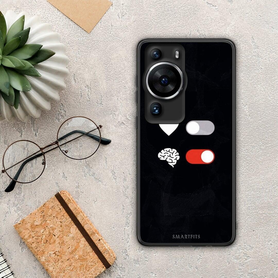 Θήκη Huawei P60 Pro Heart Vs Brain από τη Smartfits με σχέδιο στο πίσω μέρος και μαύρο περίβλημα | Huawei P60 Pro Heart Vs Brain Case with Colorful Back and Black Bezels