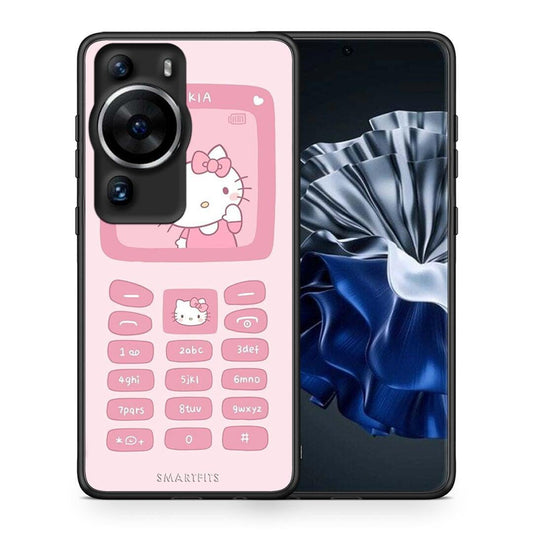 Θήκη Huawei P60 Pro Hello Kitten από τη Smartfits με σχέδιο στο πίσω μέρος και μαύρο περίβλημα | Huawei P60 Pro Hello Kitten Case with Colorful Back and Black Bezels
