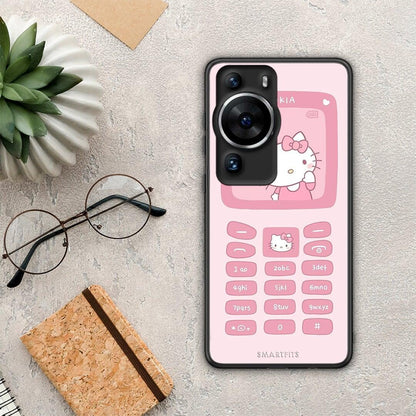 Θήκη Huawei P60 Pro Hello Kitten από τη Smartfits με σχέδιο στο πίσω μέρος και μαύρο περίβλημα | Huawei P60 Pro Hello Kitten Case with Colorful Back and Black Bezels