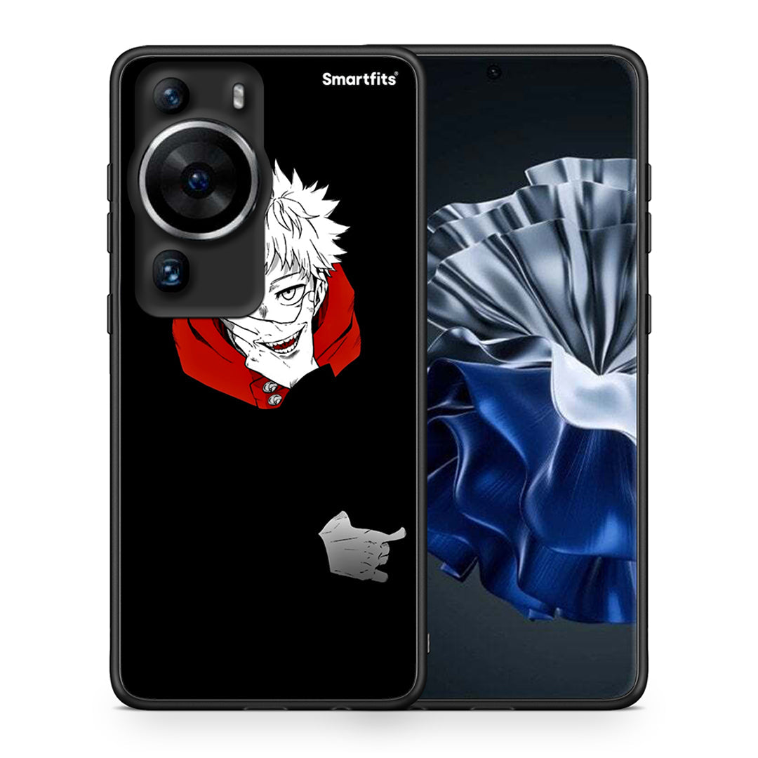 Θήκη Huawei P60 Pro Itadori Anime από τη Smartfits με σχέδιο στο πίσω μέρος και μαύρο περίβλημα | Huawei P60 Pro Itadori Anime Case with Colorful Back and Black Bezels