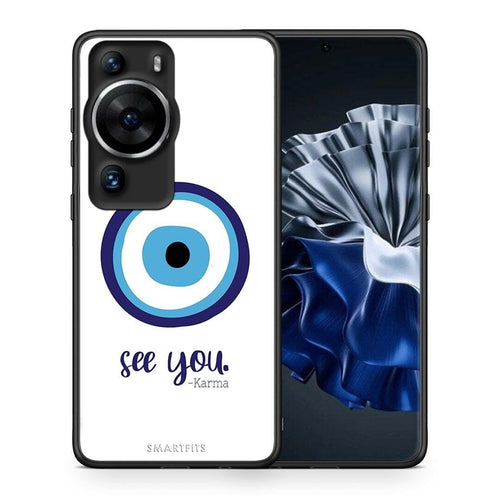Θήκη Huawei P60 Pro Karma Says από τη Smartfits με σχέδιο στο πίσω μέρος και μαύρο περίβλημα | Huawei P60 Pro Karma Says Case with Colorful Back and Black Bezels