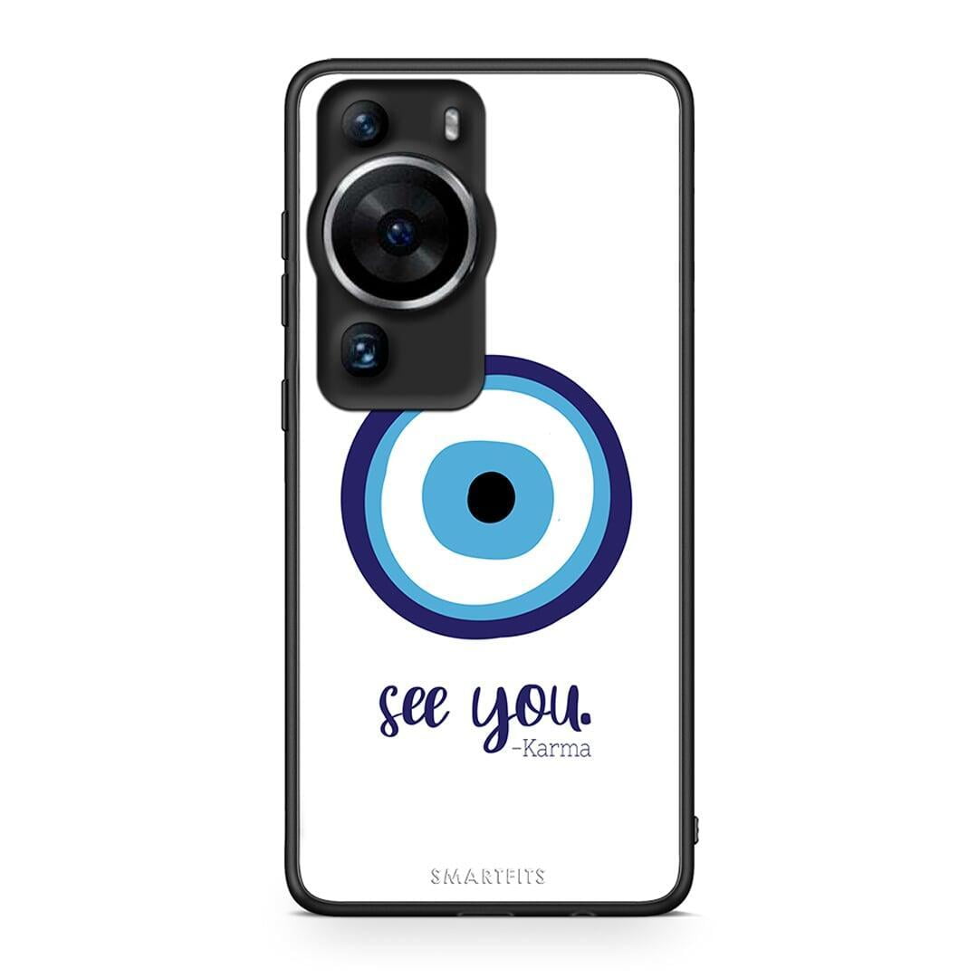 Θήκη Huawei P60 Pro Karma Says από τη Smartfits με σχέδιο στο πίσω μέρος και μαύρο περίβλημα | Huawei P60 Pro Karma Says Case with Colorful Back and Black Bezels