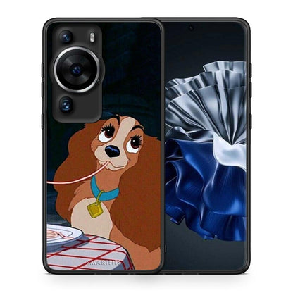 Θήκη Huawei P60 Pro Lady And Tramp 2 από τη Smartfits με σχέδιο στο πίσω μέρος και μαύρο περίβλημα | Huawei P60 Pro Lady And Tramp 2 Case with Colorful Back and Black Bezels
