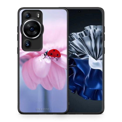Θήκη Huawei P60 Pro Ladybug Flower από τη Smartfits με σχέδιο στο πίσω μέρος και μαύρο περίβλημα | Huawei P60 Pro Ladybug Flower Case with Colorful Back and Black Bezels