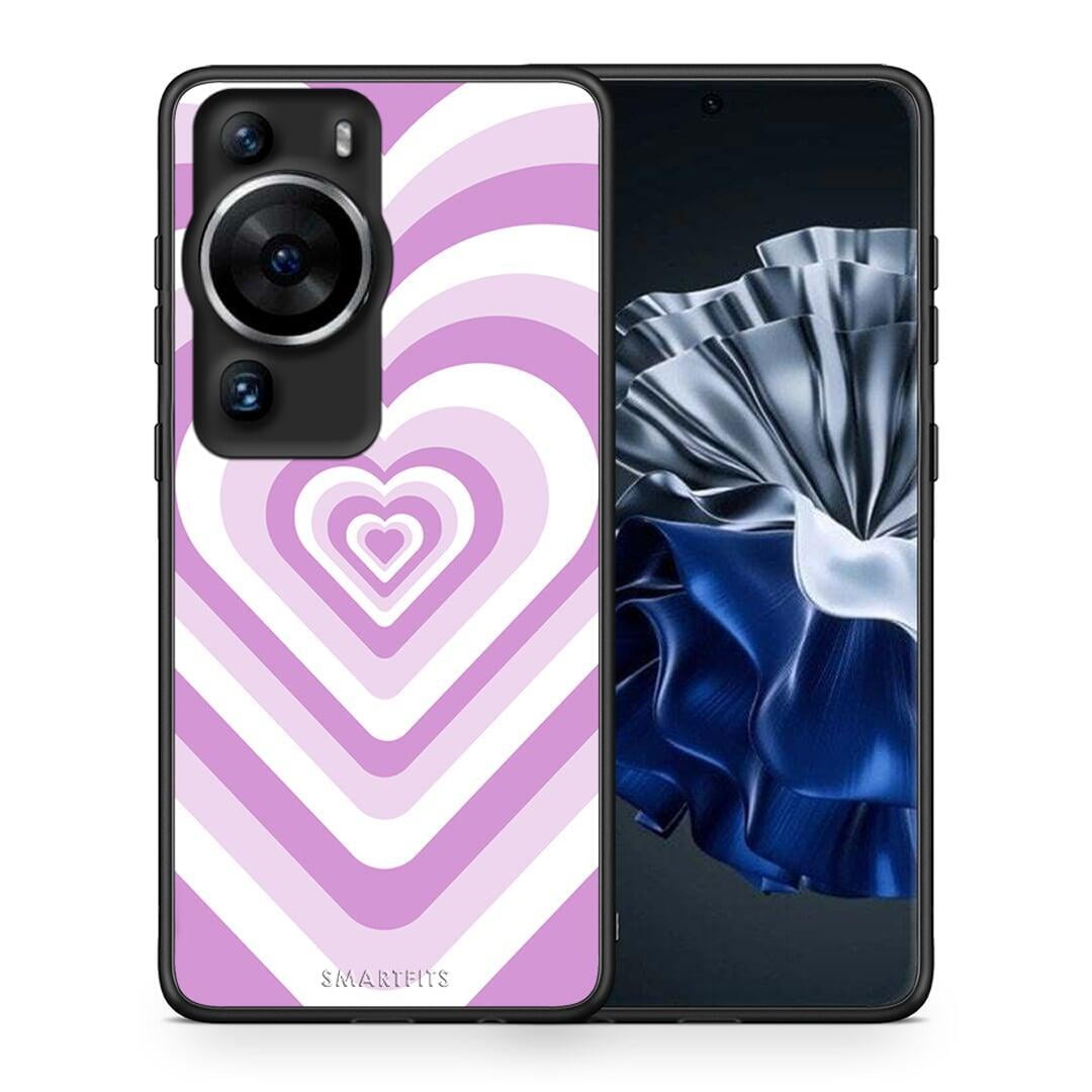 Θήκη Huawei P60 Pro Lilac Hearts από τη Smartfits με σχέδιο στο πίσω μέρος και μαύρο περίβλημα | Huawei P60 Pro Lilac Hearts Case with Colorful Back and Black Bezels