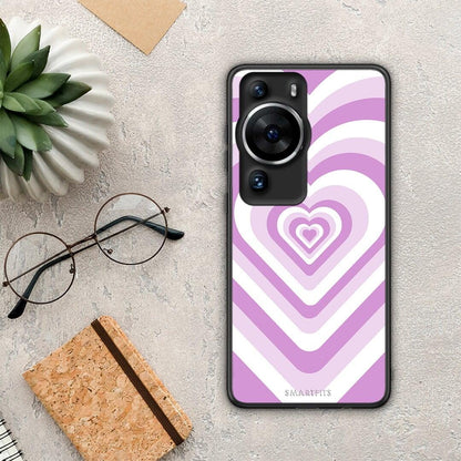 Θήκη Huawei P60 Pro Lilac Hearts από τη Smartfits με σχέδιο στο πίσω μέρος και μαύρο περίβλημα | Huawei P60 Pro Lilac Hearts Case with Colorful Back and Black Bezels