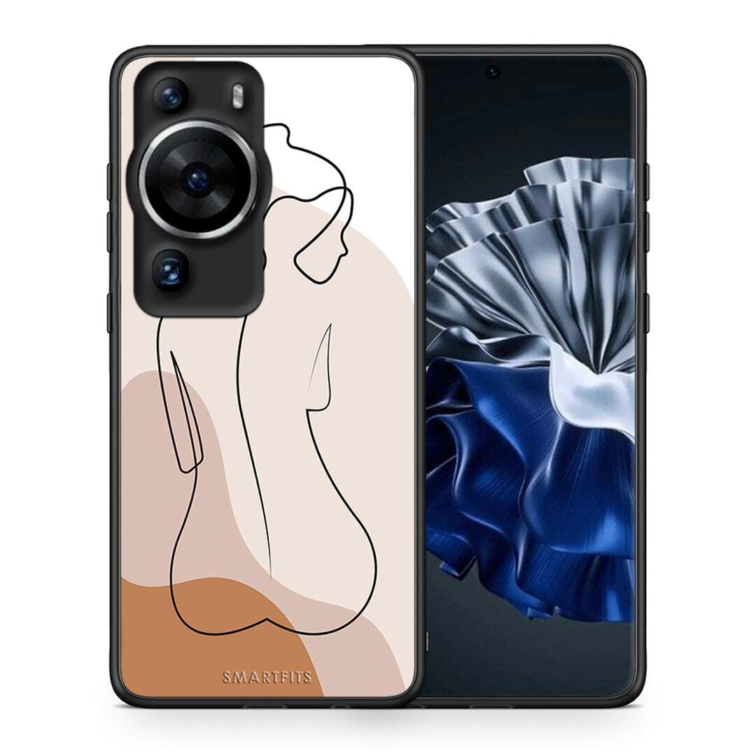 Θήκη Huawei P60 Pro LineArt Woman από τη Smartfits με σχέδιο στο πίσω μέρος και μαύρο περίβλημα | Huawei P60 Pro LineArt Woman Case with Colorful Back and Black Bezels