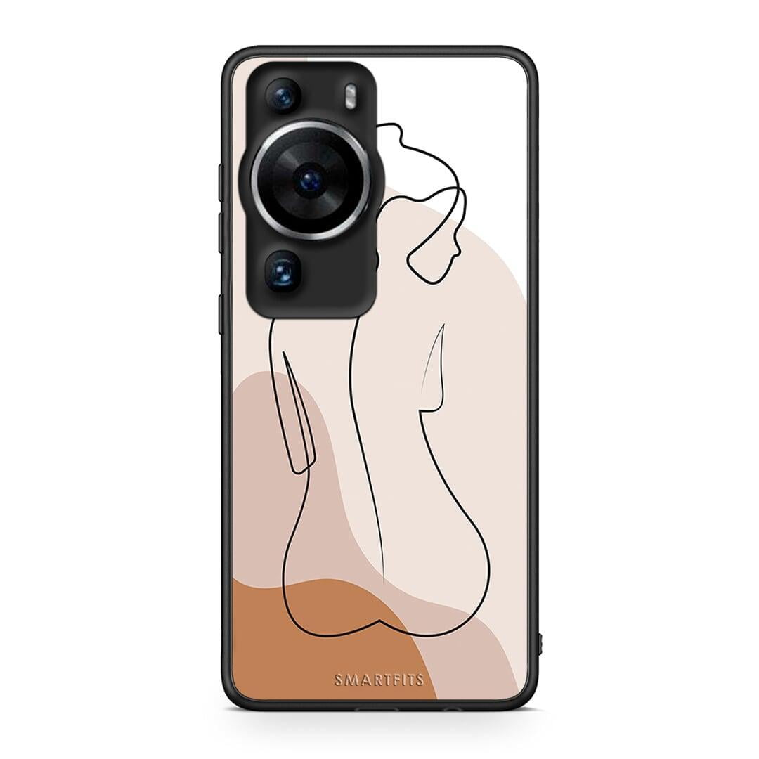 Θήκη Huawei P60 Pro LineArt Woman από τη Smartfits με σχέδιο στο πίσω μέρος και μαύρο περίβλημα | Huawei P60 Pro LineArt Woman Case with Colorful Back and Black Bezels