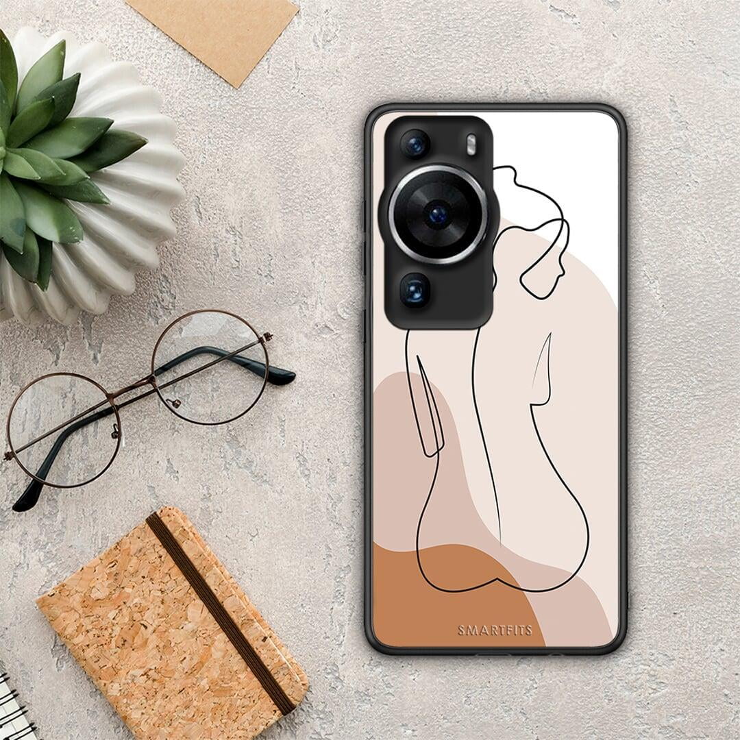 Θήκη Huawei P60 Pro LineArt Woman από τη Smartfits με σχέδιο στο πίσω μέρος και μαύρο περίβλημα | Huawei P60 Pro LineArt Woman Case with Colorful Back and Black Bezels