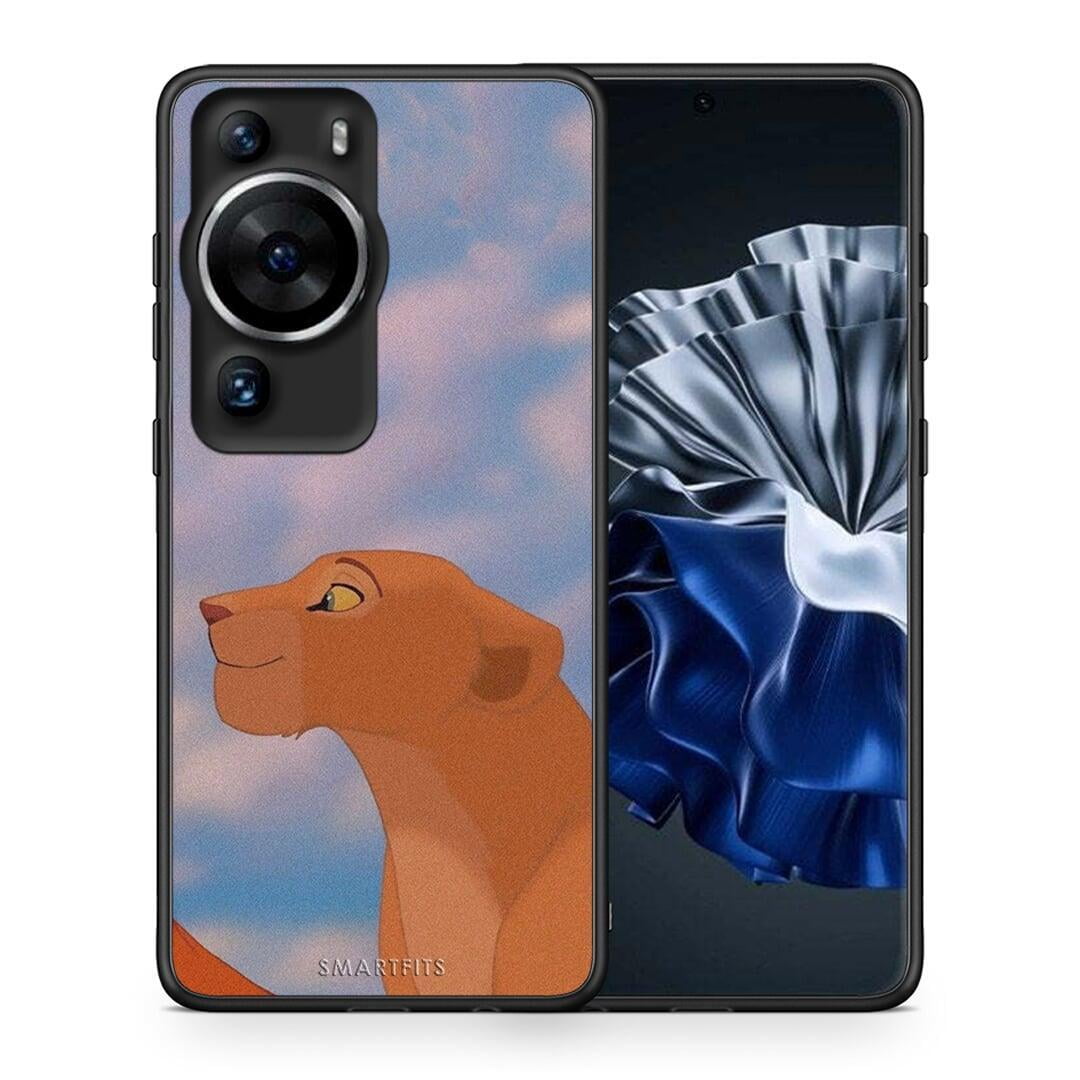 Θήκη Huawei P60 Pro Lion Love 2 από τη Smartfits με σχέδιο στο πίσω μέρος και μαύρο περίβλημα | Huawei P60 Pro Lion Love 2 Case with Colorful Back and Black Bezels