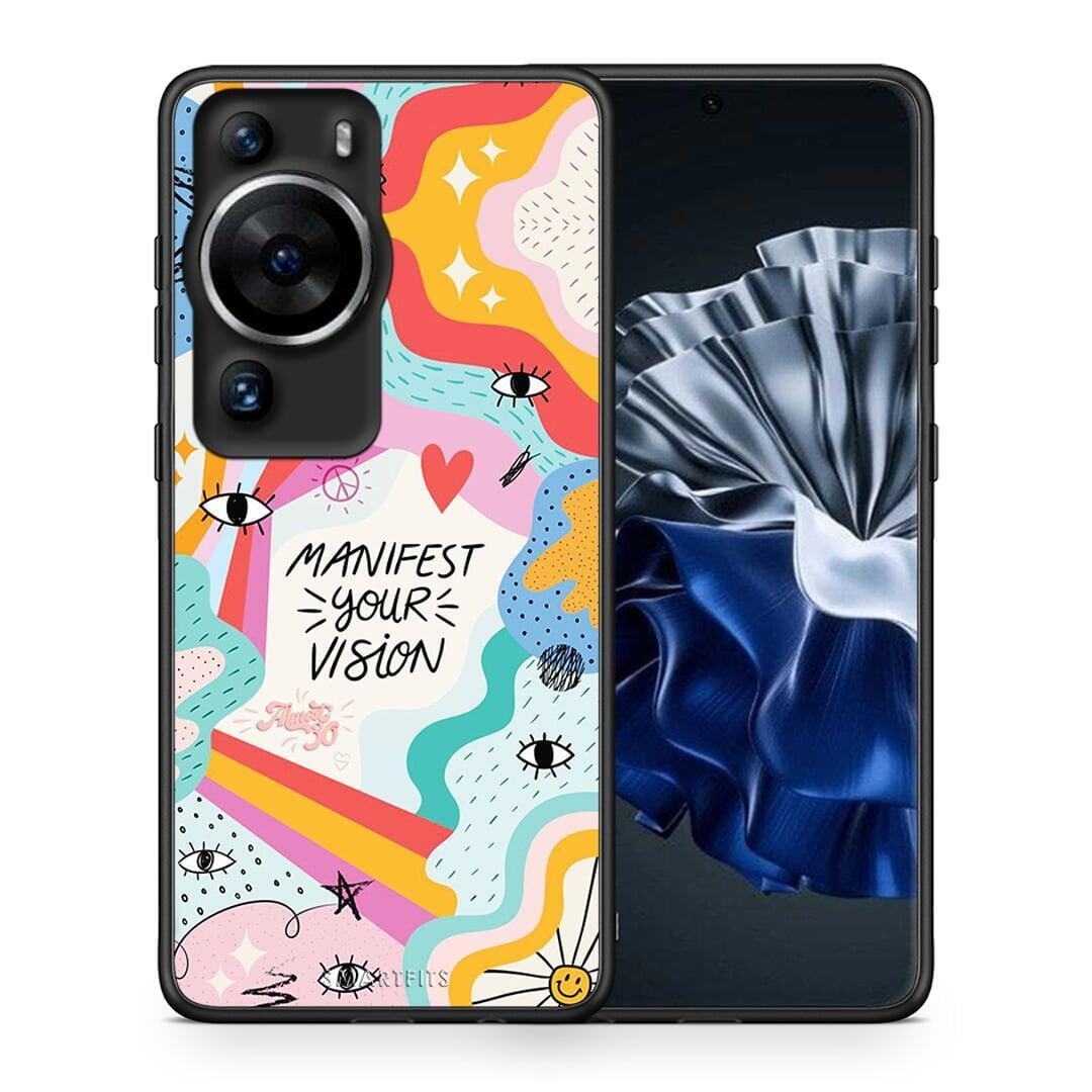 Θήκη Huawei P60 Pro Manifest Your Vision από τη Smartfits με σχέδιο στο πίσω μέρος και μαύρο περίβλημα | Huawei P60 Pro Manifest Your Vision Case with Colorful Back and Black Bezels