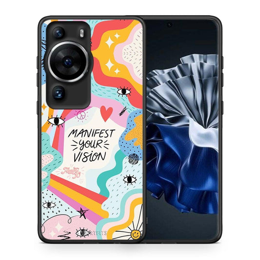 Θήκη Huawei P60 Pro Manifest Your Vision από τη Smartfits με σχέδιο στο πίσω μέρος και μαύρο περίβλημα | Huawei P60 Pro Manifest Your Vision Case with Colorful Back and Black Bezels