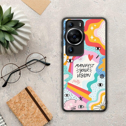 Θήκη Huawei P60 Pro Manifest Your Vision από τη Smartfits με σχέδιο στο πίσω μέρος και μαύρο περίβλημα | Huawei P60 Pro Manifest Your Vision Case with Colorful Back and Black Bezels